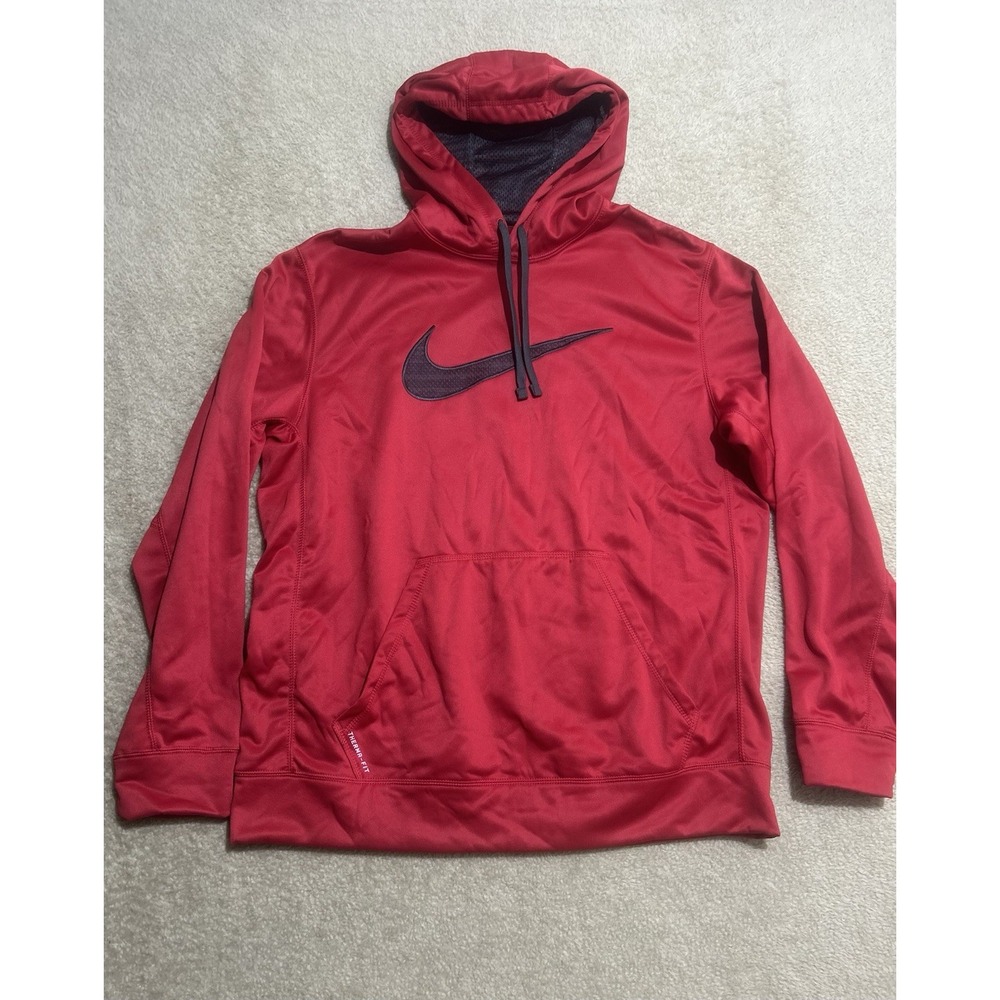 Nike Sweater Mens Size XL Red Therma Fit Pullover Hoodie Sweatshirt 657533-687